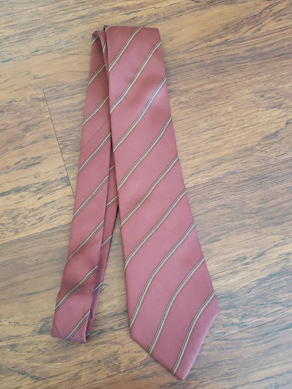 Yves Saint Laurent Silk Classic Rust Striped Men's Tie Vintage Designer